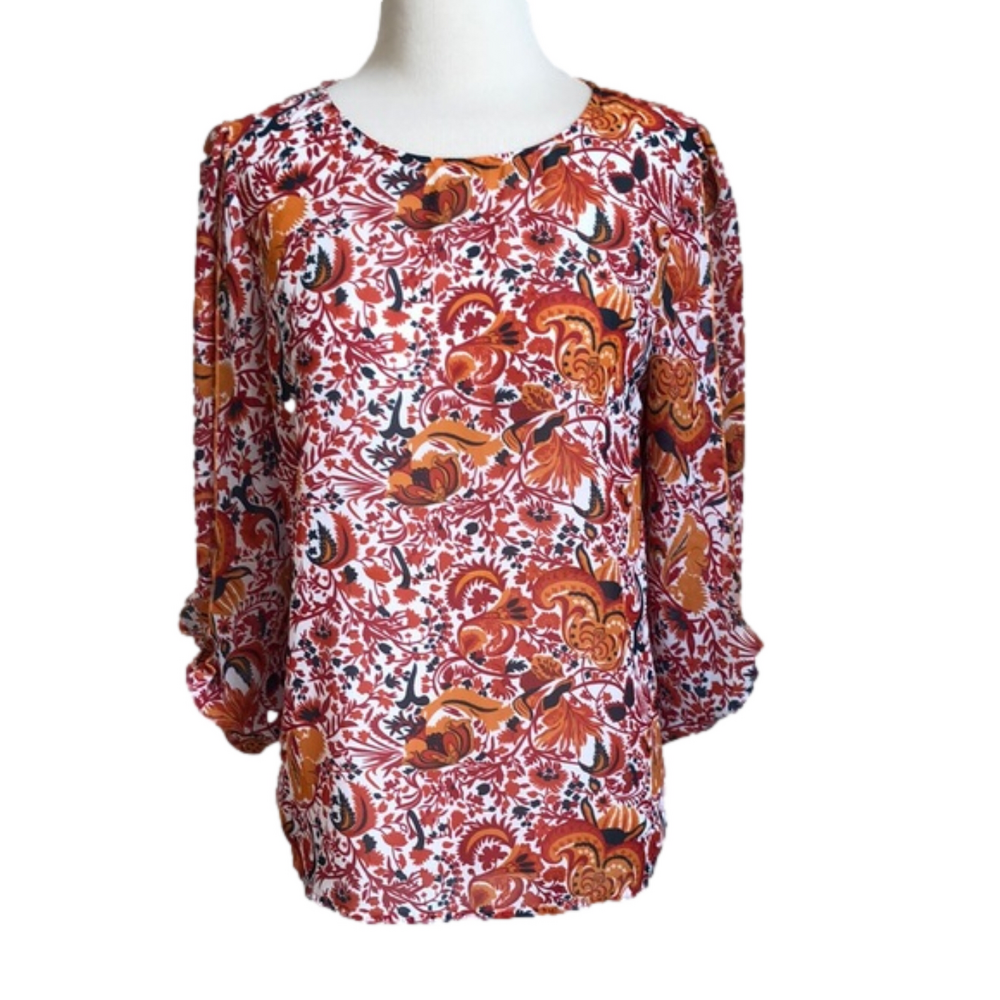 41 HAWTHORN Stitchfix NWT Wellens Bow Sleeve Blouse Burnt Orange Women's Medium‎